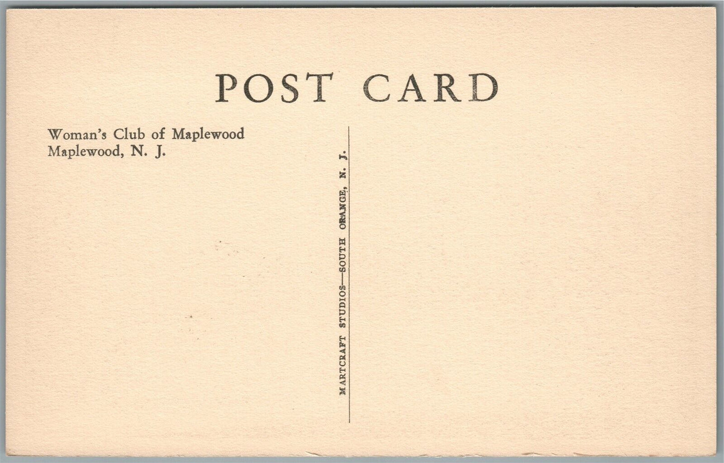 MAPLEWOOD NJ WOMAN'S CLUB ANTIQUE POSTCARD