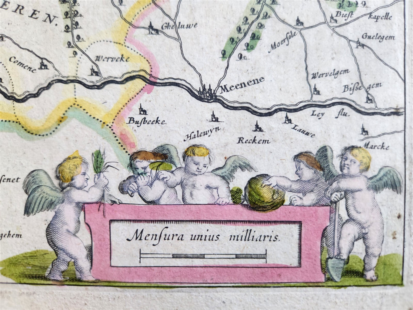 1640 DUCHY of FLANDERS BELGIUM MAP by WILLEM BLAEU antique AUTHENTIC handcolored
