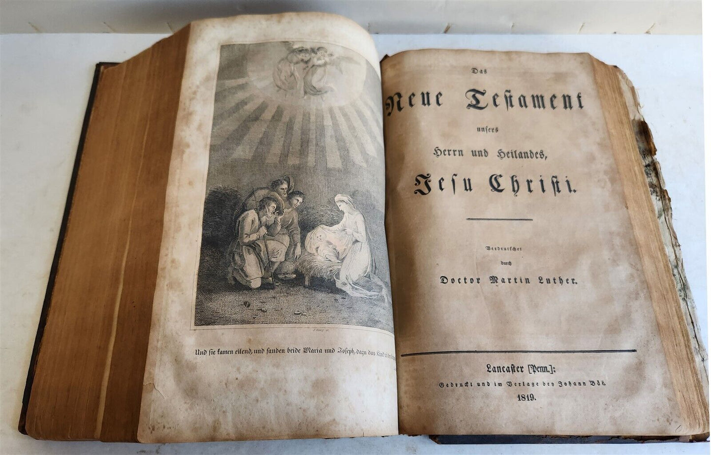 1819 BIBLE 1st Folio Ed PENNSYLVANIA GERMAN Lancaster PA JOHANN BAR antique RARE