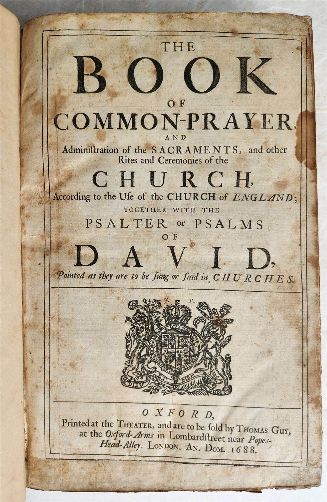 1688 BIBLE in ENGLISH FOLIO antique OLD & NEW TESTAMENT 17th CENTURY Oxford