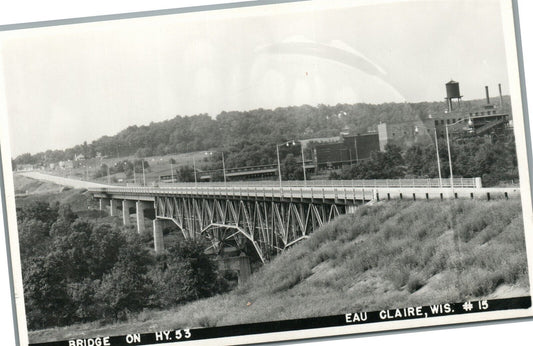 EAU CLAIRE WI BRIDGE on HWY 53 VINTAGE REAL PHOTO POSTCARD RPPC