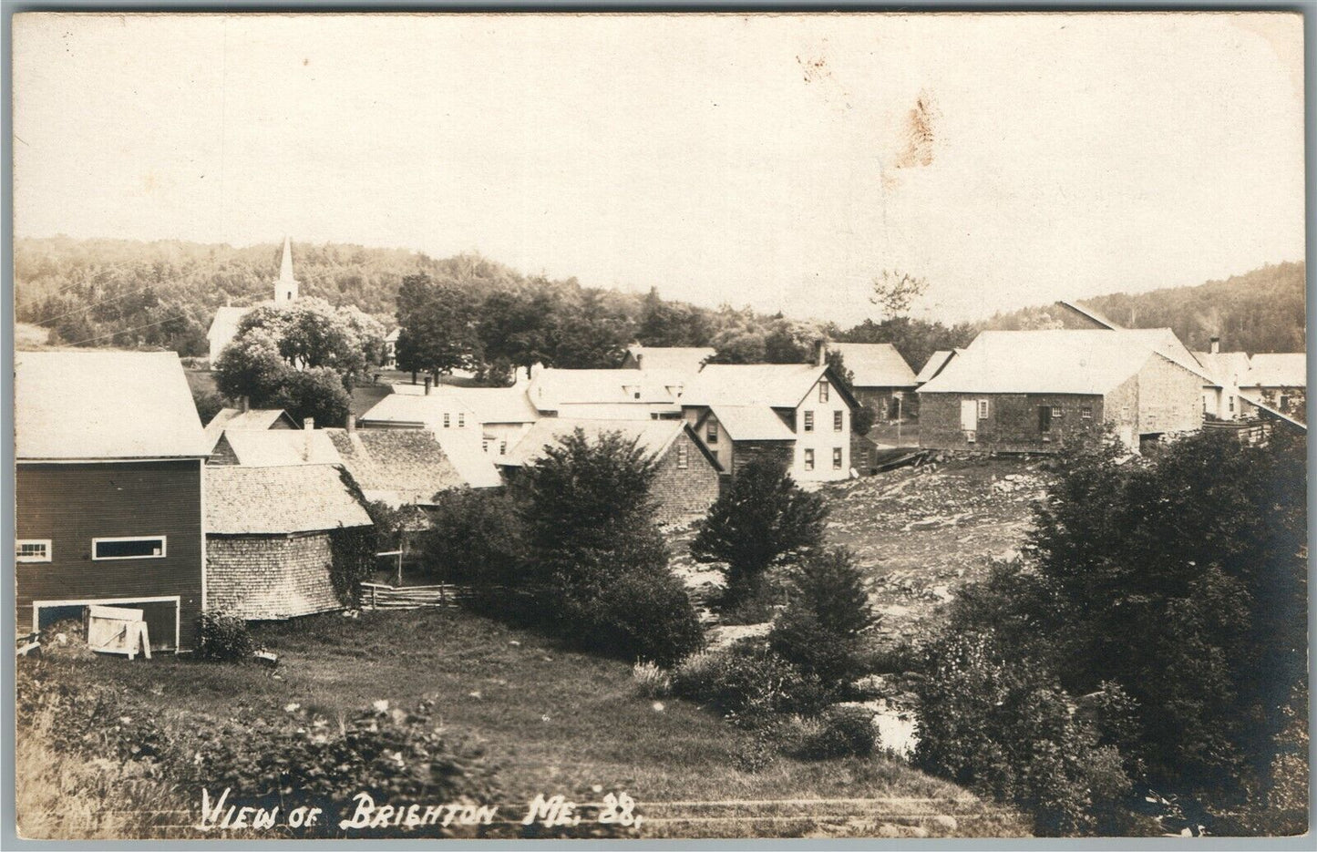 BRIGHTON ME GENERAL VIEW ANTIQUE REAL PHOTO POSTCARD RPPC