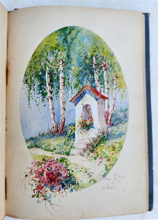1912-18 ALBUM AMICORUM - MANUSCRIPT CZECH GERMAN BOOK antique POETRY ILLUSTRATED