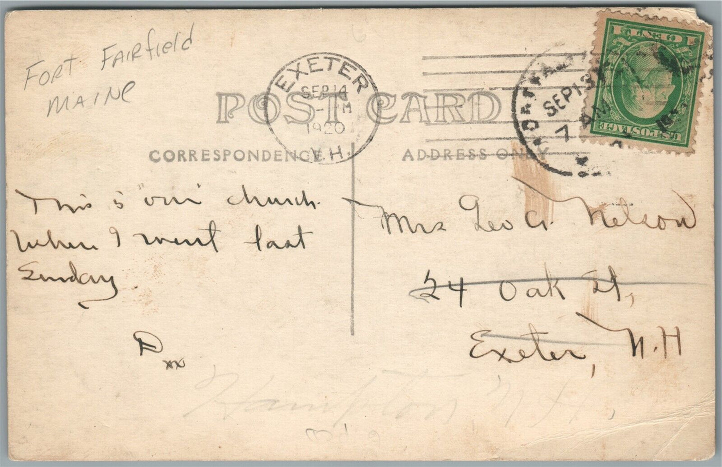 FORT FAIRFILED ME BETHEL BAPTIST CHURCH ANTIQUE REAL PHOTO POSTCARD RPPC