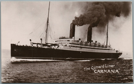 STEAMSHIP CARMANIA VINTAGE REAL PHOTO POSTCARD RPPC