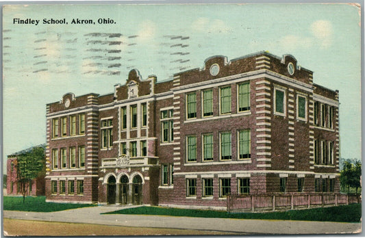 AKRON OH FINDLEY SCHOOL ANTIQUE POSTCARD