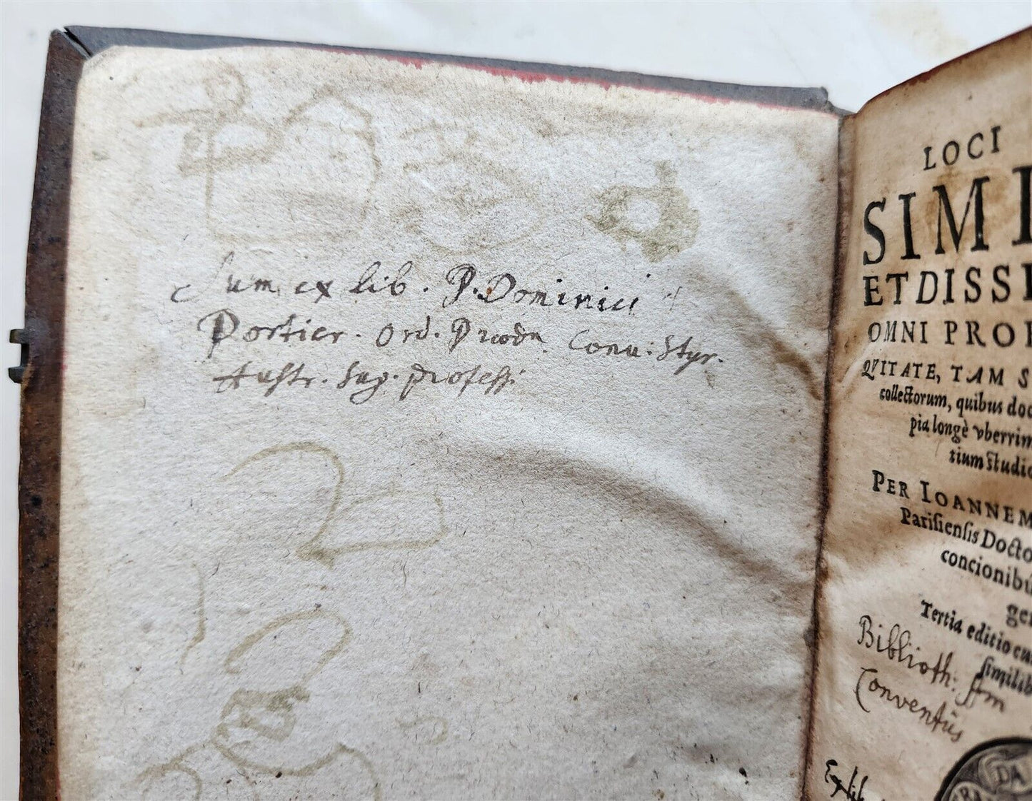 1582 Loci communes similium et dissimilium antique PIGSKIN BINDING 16th CENTURY