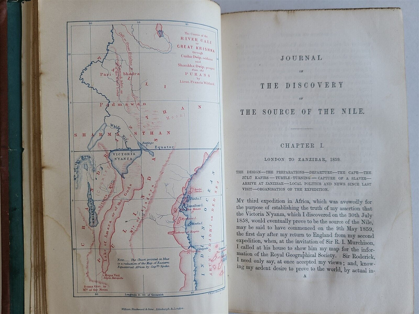 1863 JOURNAL of DISCOVERY of SOURCE of NILE antique ILLUSTRATED in ENGLISH