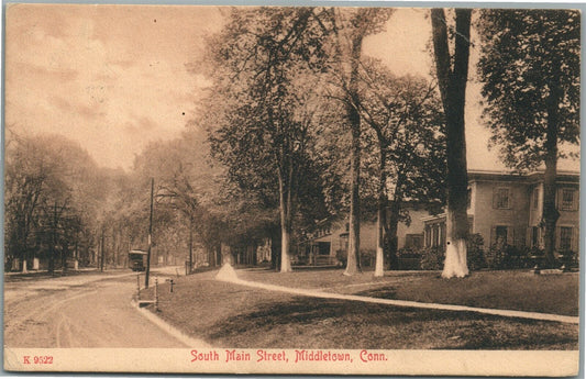 MIDDLETOWN CT SOUTH MAIN STREET ANTIQUE POSTCARD