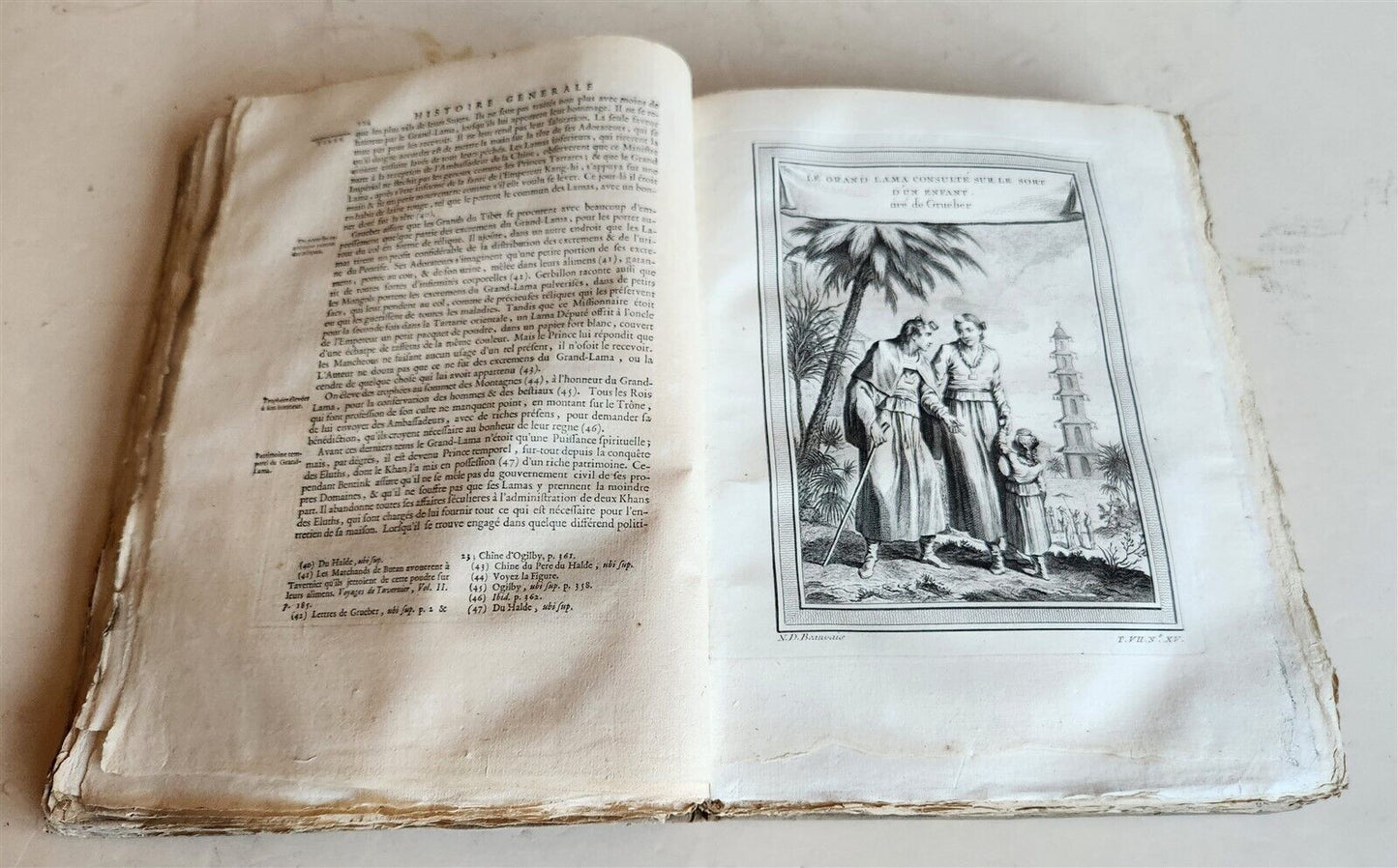 1749 HISTORY of VOYAGES by Prevost antique ILLUSTRATED JORNEY to CHINA & TIBET