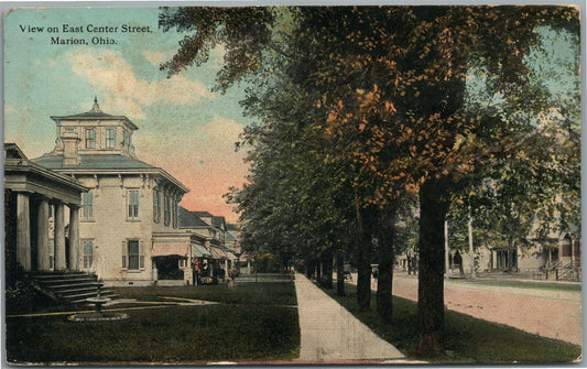 MARION OH EAST CENTER STREET ANTIQUE POSTCARD