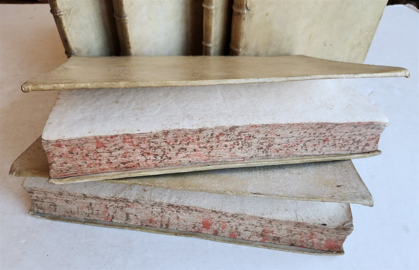 1701-1715 CANON LAW 6 FOLIO VOLUMES by AUGUSTINI BARBOSAE antique VELLUM BINDING