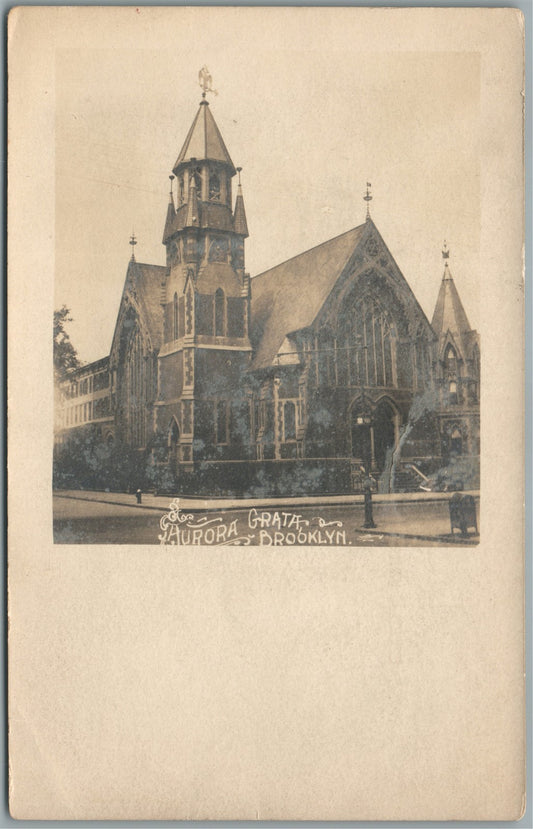 BROOKLYN NY AURORA GRATA CHURCH ANTIQUE REAL PHOTO POSTCARD RPPC