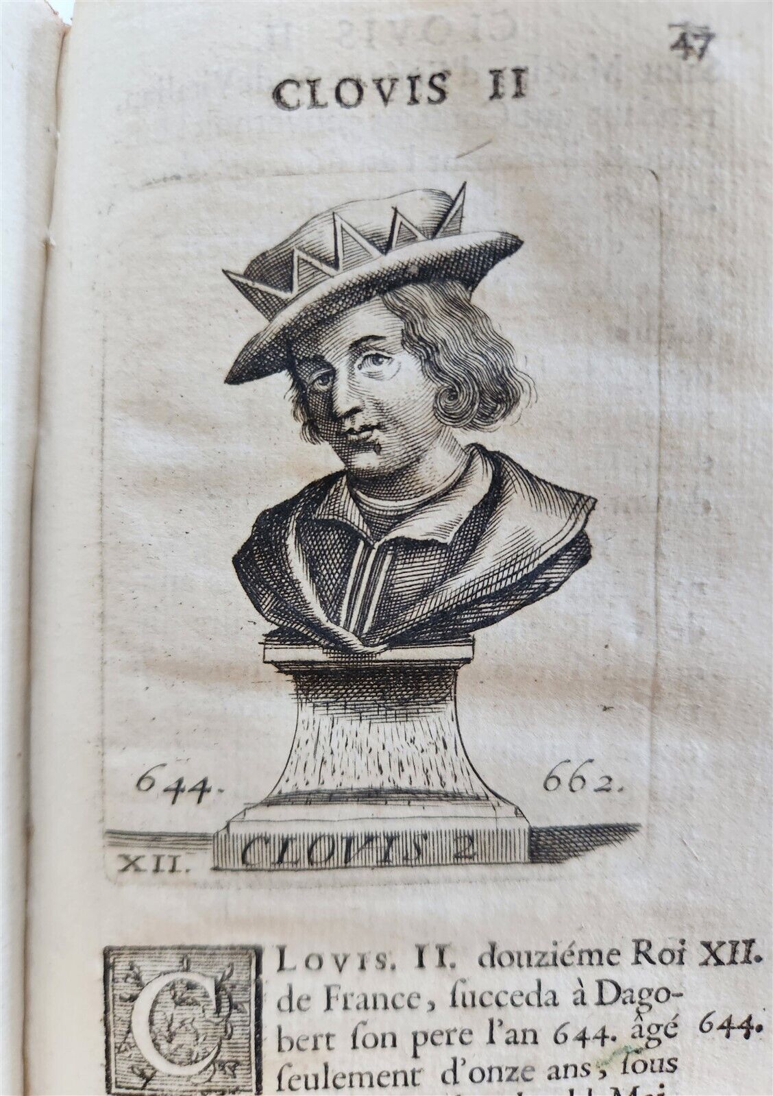 1726 HISTORY of FRANCE ILLUSTRATED w/ PORTRAITS of FRENCH KINGS S antique