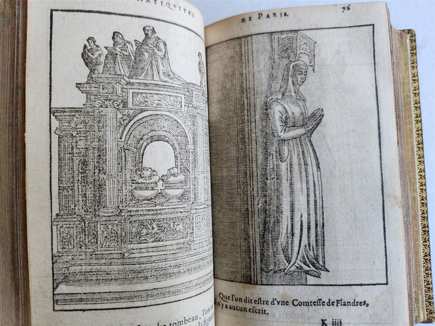 1608 HISTORICAL GUIDE to PARIS ILLUSTRATED w/ 55 WOODCUTS antique
