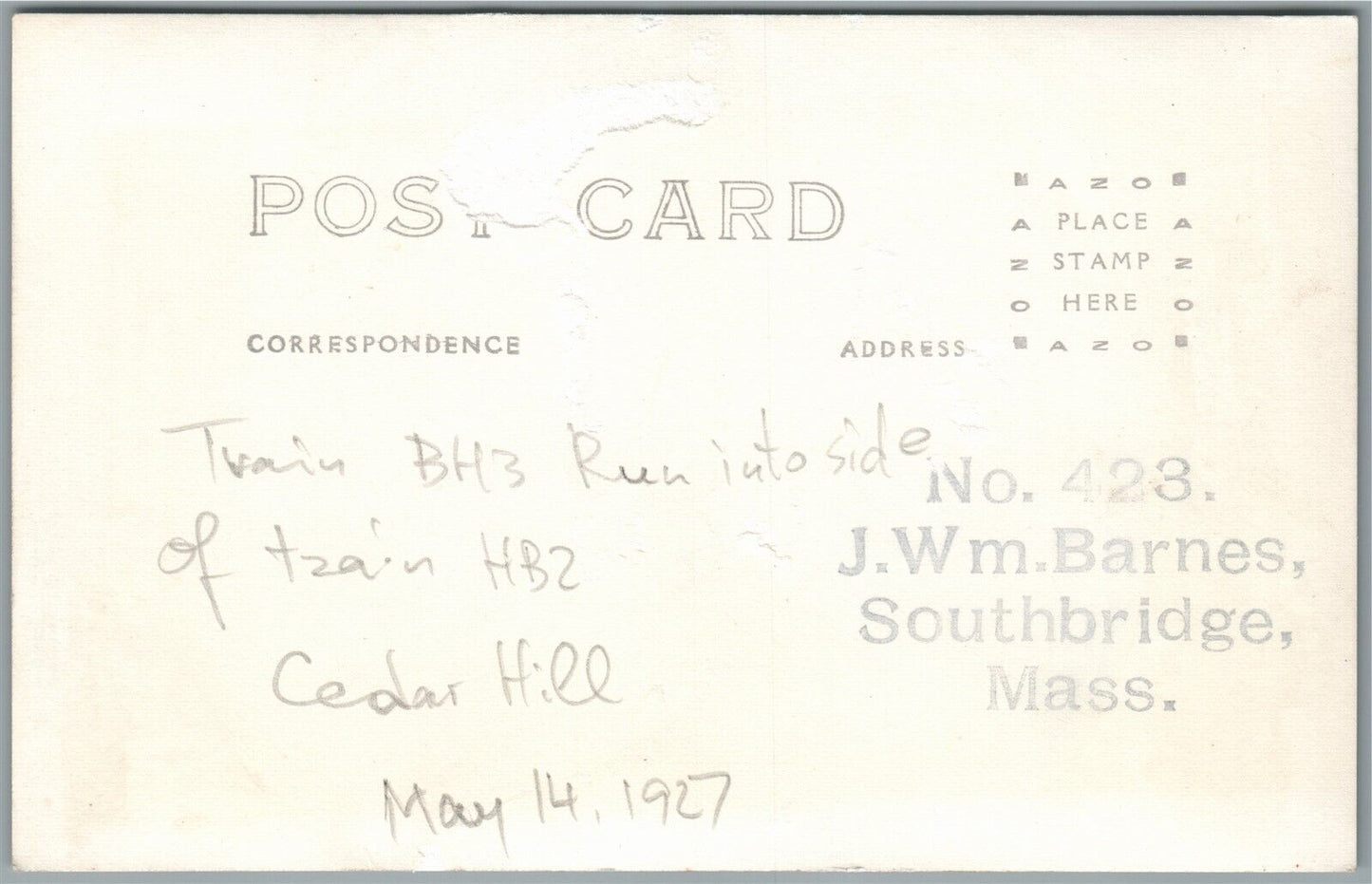 CEDAR HILL TRAIN WRECK RAILWAY railroad VINTAGE REAL PHOTO POSTCARD RPPC