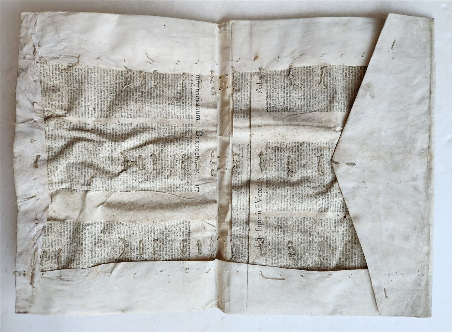 16th-17th CENTURY LARGE FOLIO BINDING antique VELLUM 10 by 17 inches