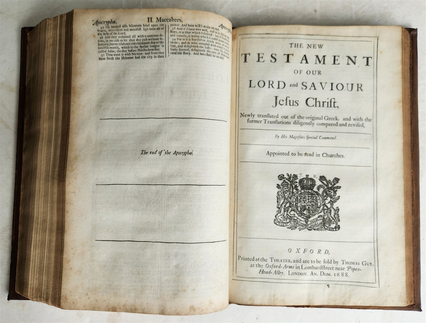 1688 BIBLE in ENGLISH FOLIO antique OLD & NEW TESTAMENT 17th CENTURY Oxford