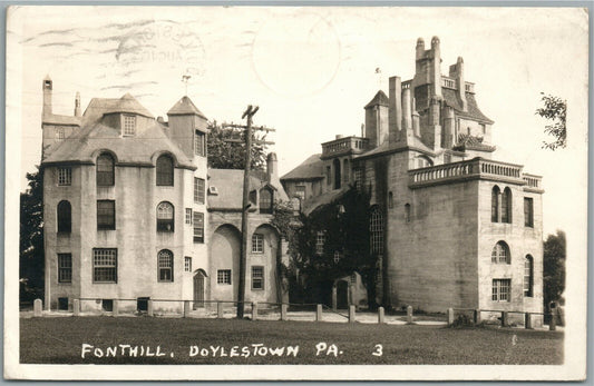 DOYLESTOWN PA FONTHILL 1939 ANTIQUE REAL PHOTO POSTCARD RPPC