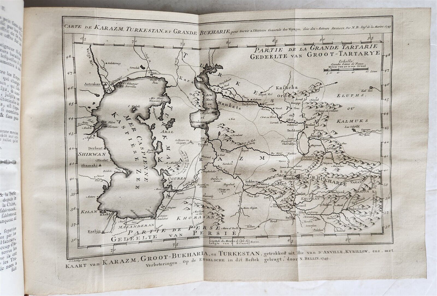 1749 TRAVELS TO CENTRAL ASIA & CHINA antique Histoire generale des voyages vol.9