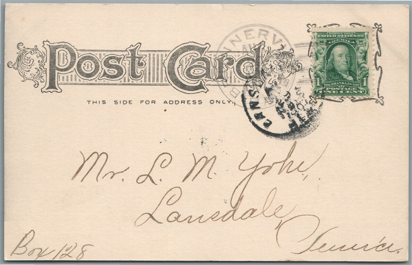 BRUNNERVILLE PA SQUARE ANTIQUE POSTCARD