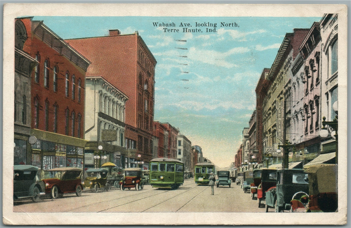 TERRE HAUTE IN WABASH AVE. ANTIQUE POSTCARD