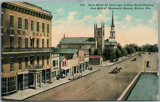 RACINE WI MAIN STREET ANTIQUE POSTCARD