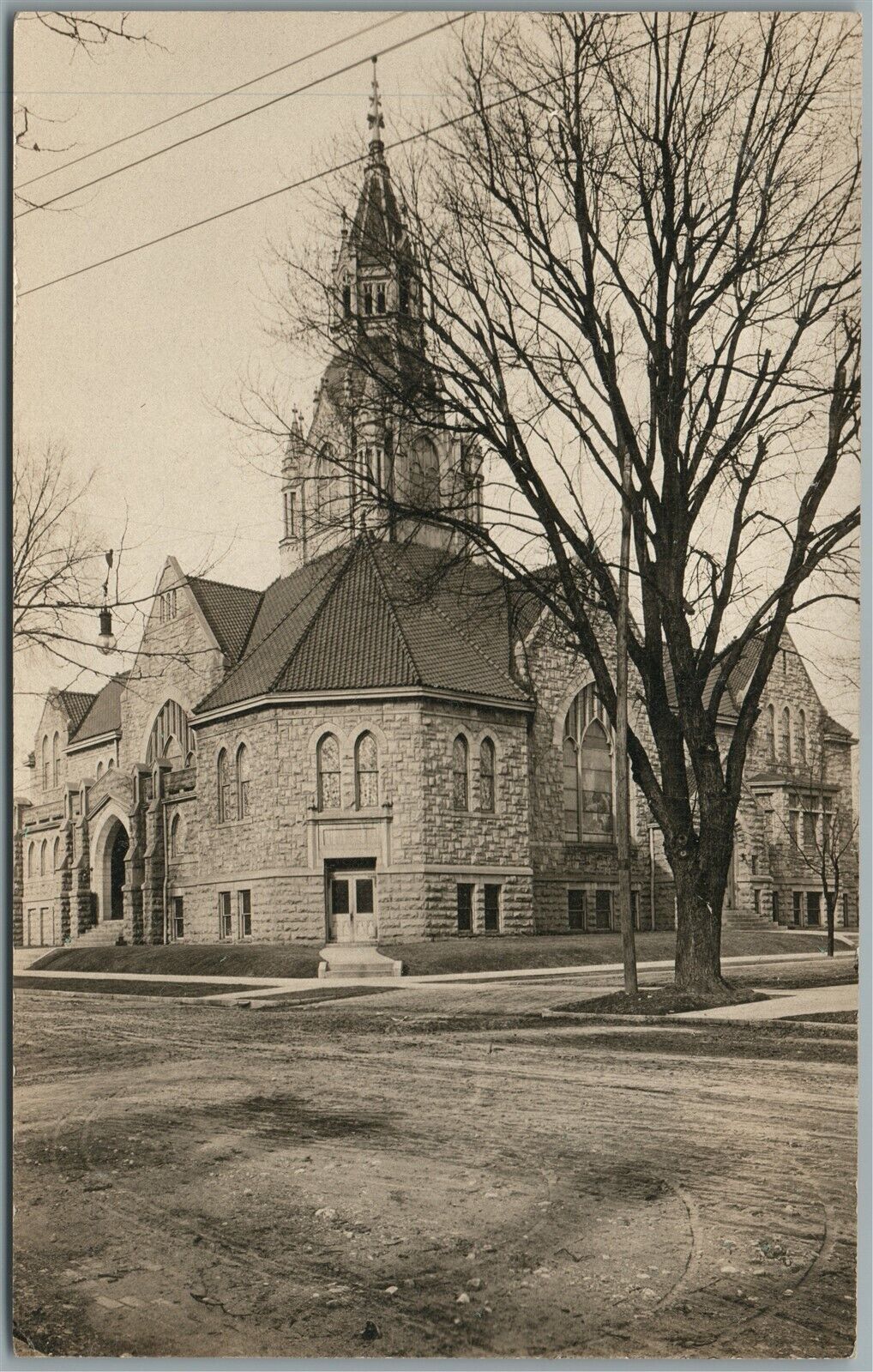 GREENFIELD OH CHURCH ANTIQUE REAL PHOTO POSTCARD RPPC