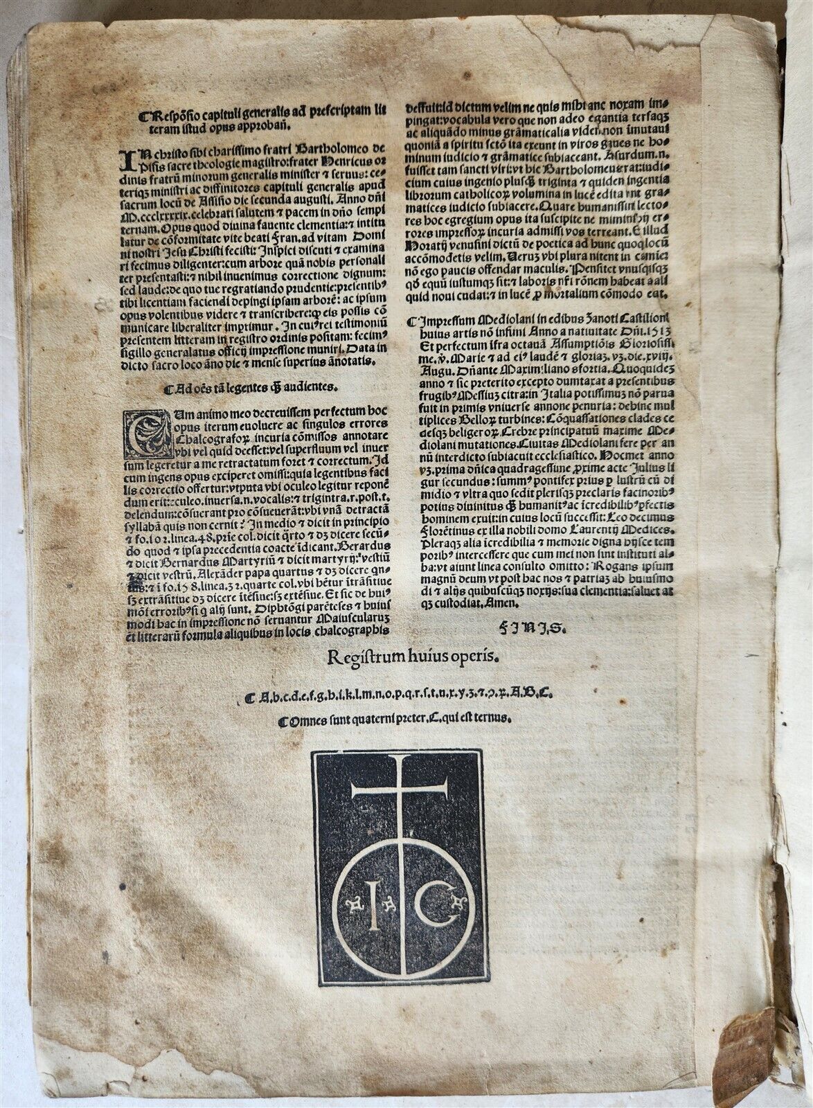 1513 POST-INCUNABULA HISTORY of FRANCISCANS ORDER antique Vellum Bound RARE