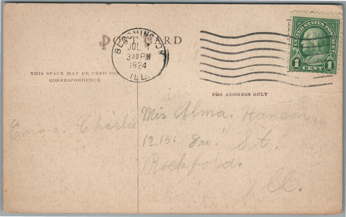 BLOOMINGTON IL CORNER FEFFERSON & MAIN ANTIQUE POSTCARD