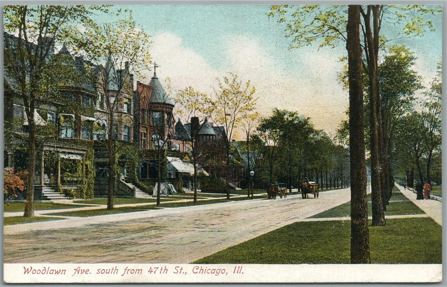 CHICAGO IL WOODLAWN AVENUE ANTIQUE POSTCARD