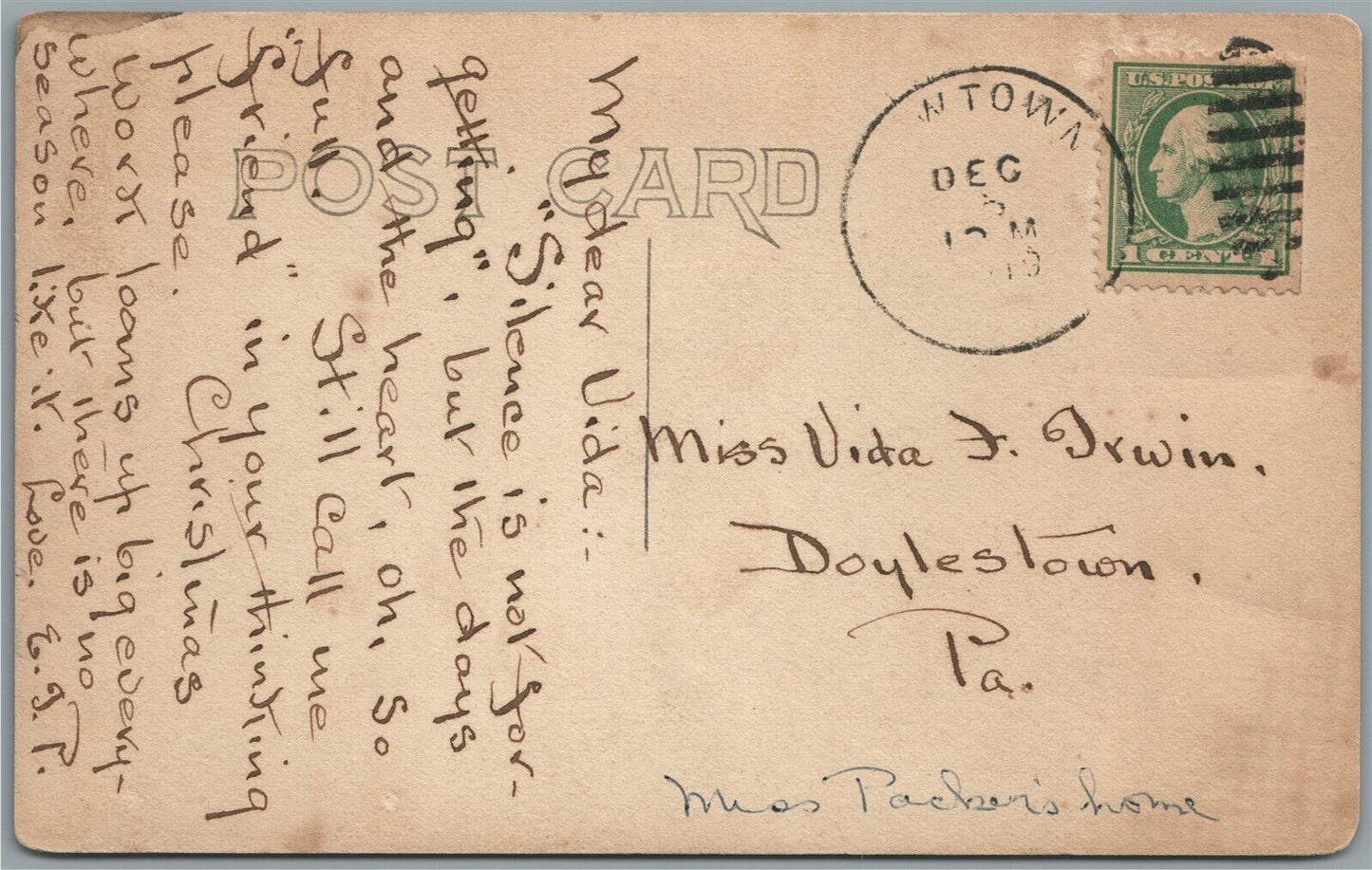 MISS PACHER'S HOME ANTIQUE REAL PHOTO POSTCARD RPPC