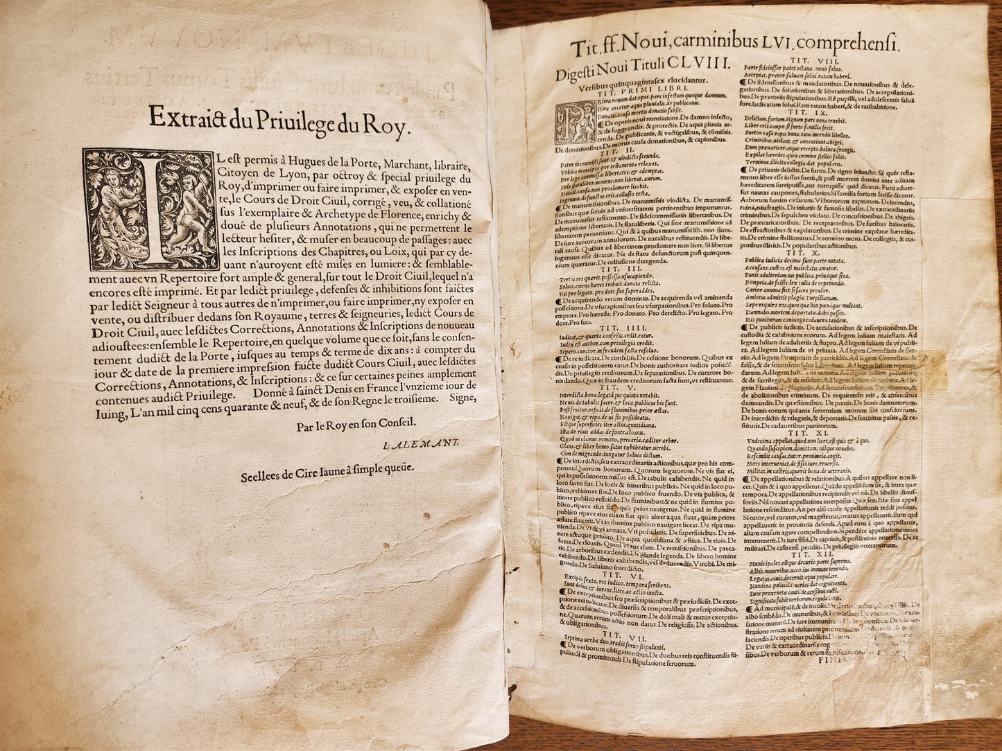 1556 LAW BOOK Corpus Juris Civilis DIGESTUM NOVUM antique MASSIVE FOLIO vellum