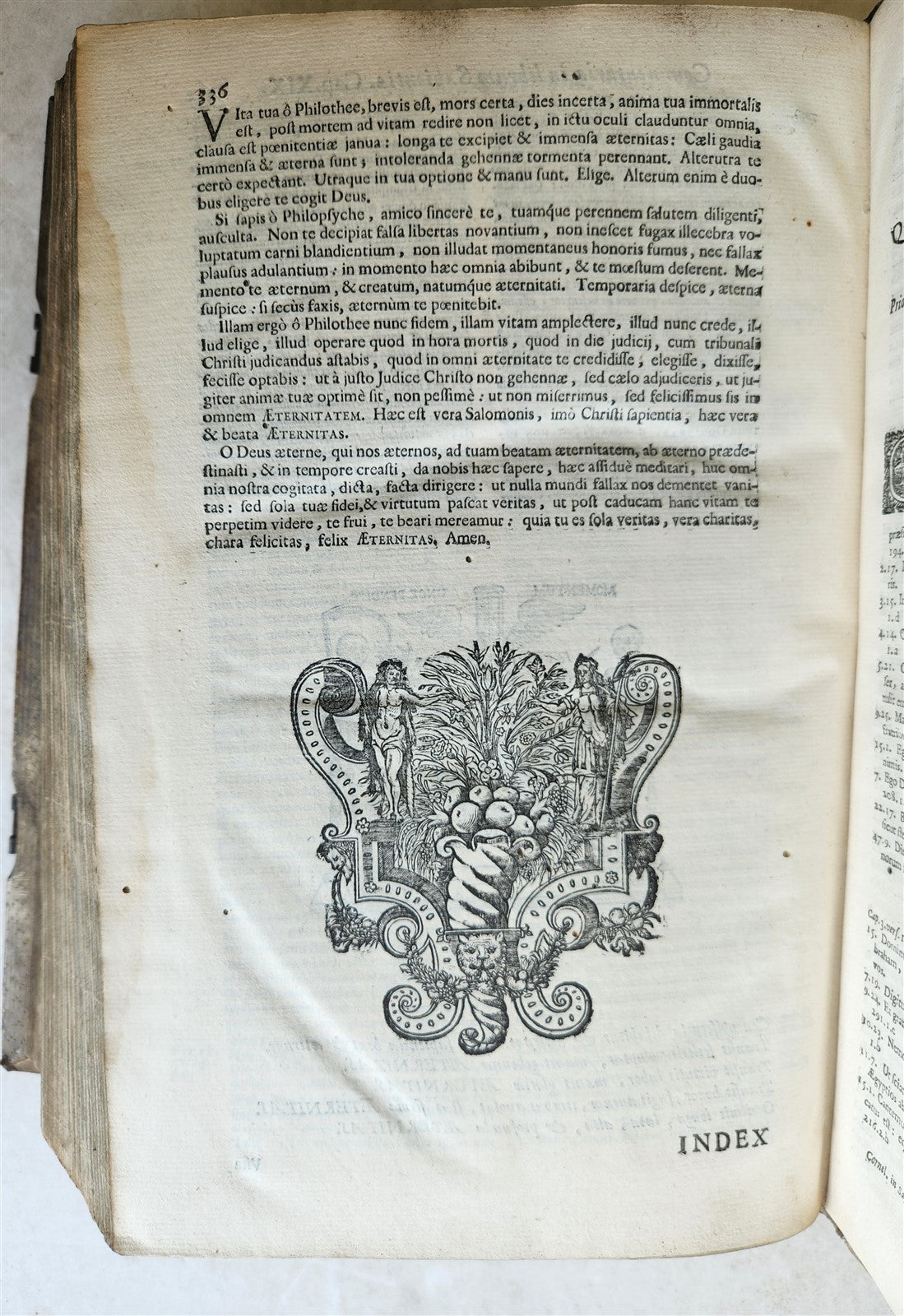 1725 COMMENTARIUS in ECCLESIASTEN PIGSKIN BOUND FOLIO w/ CLASPS antique