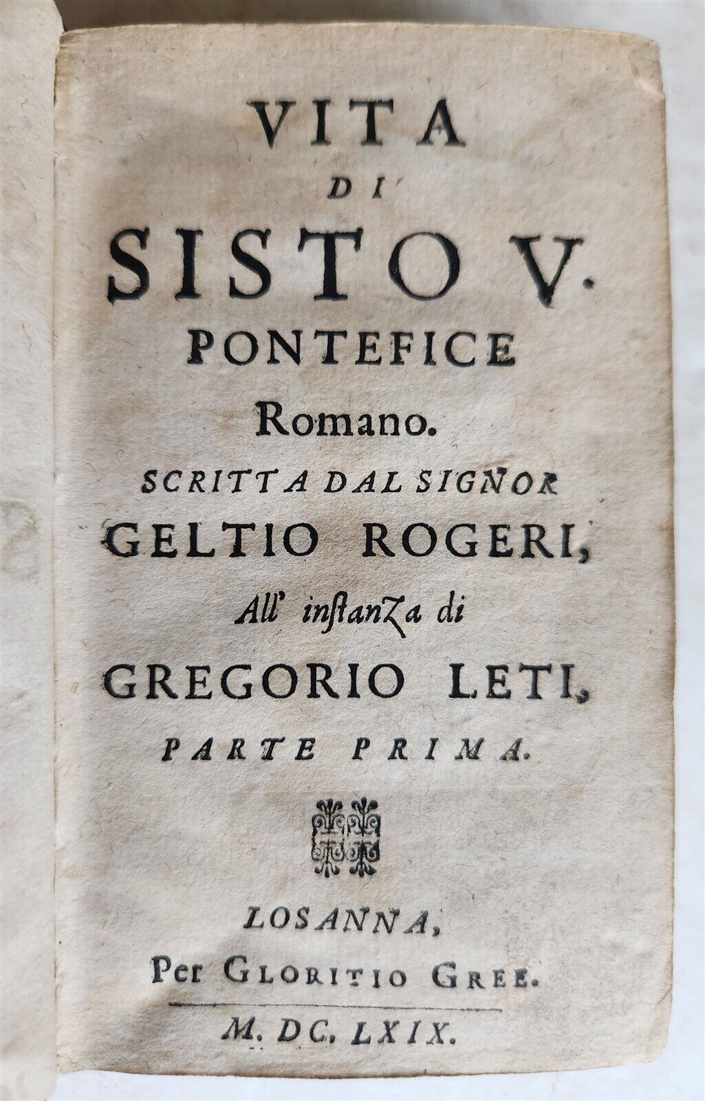 1669 VITA di SISTO V PONTEFICE ROMANO antique 2 VOLUMES vellum binding