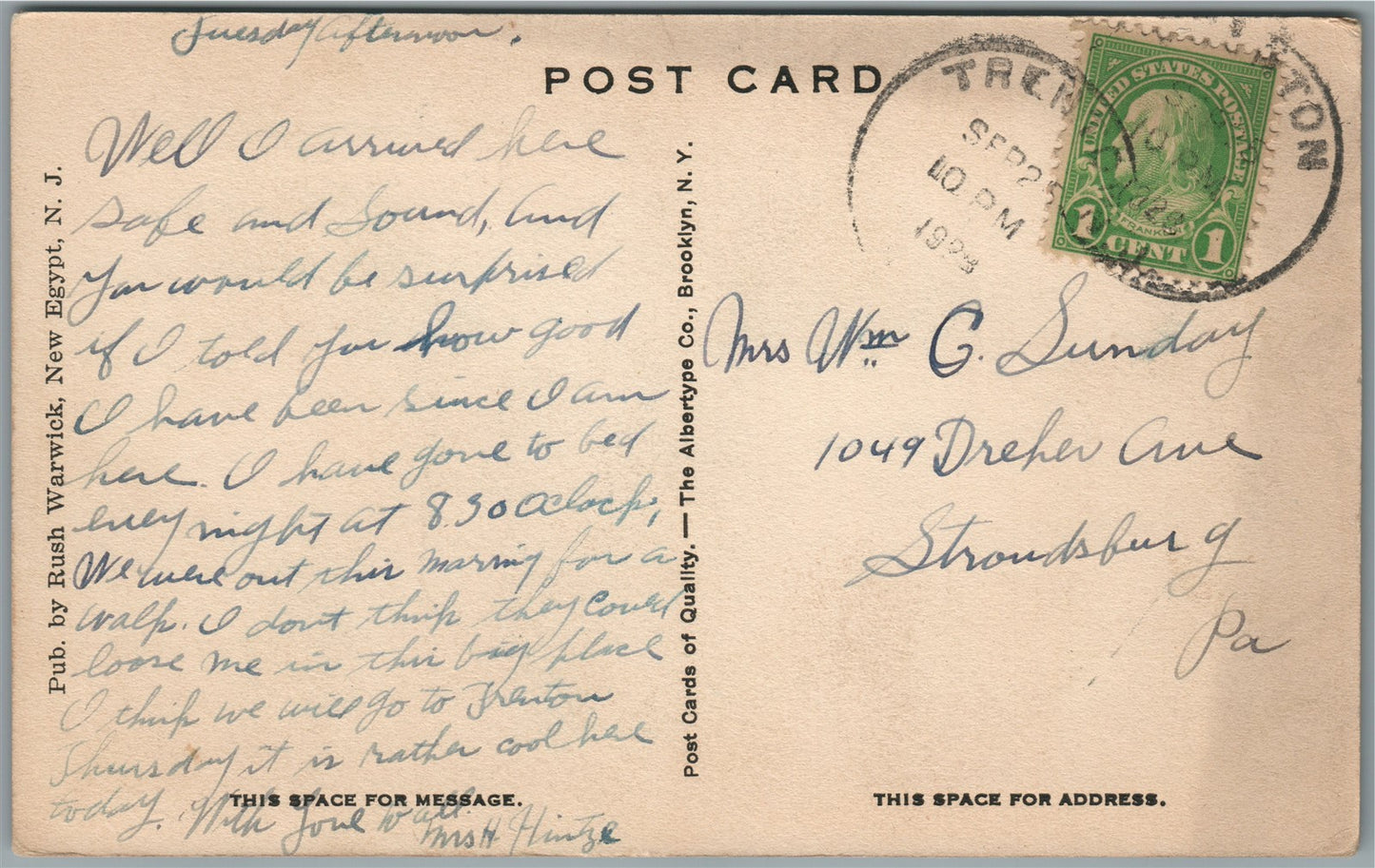 NEW EGYPT NJ ARTESIAN WELL ANTIQUE POSTCARD