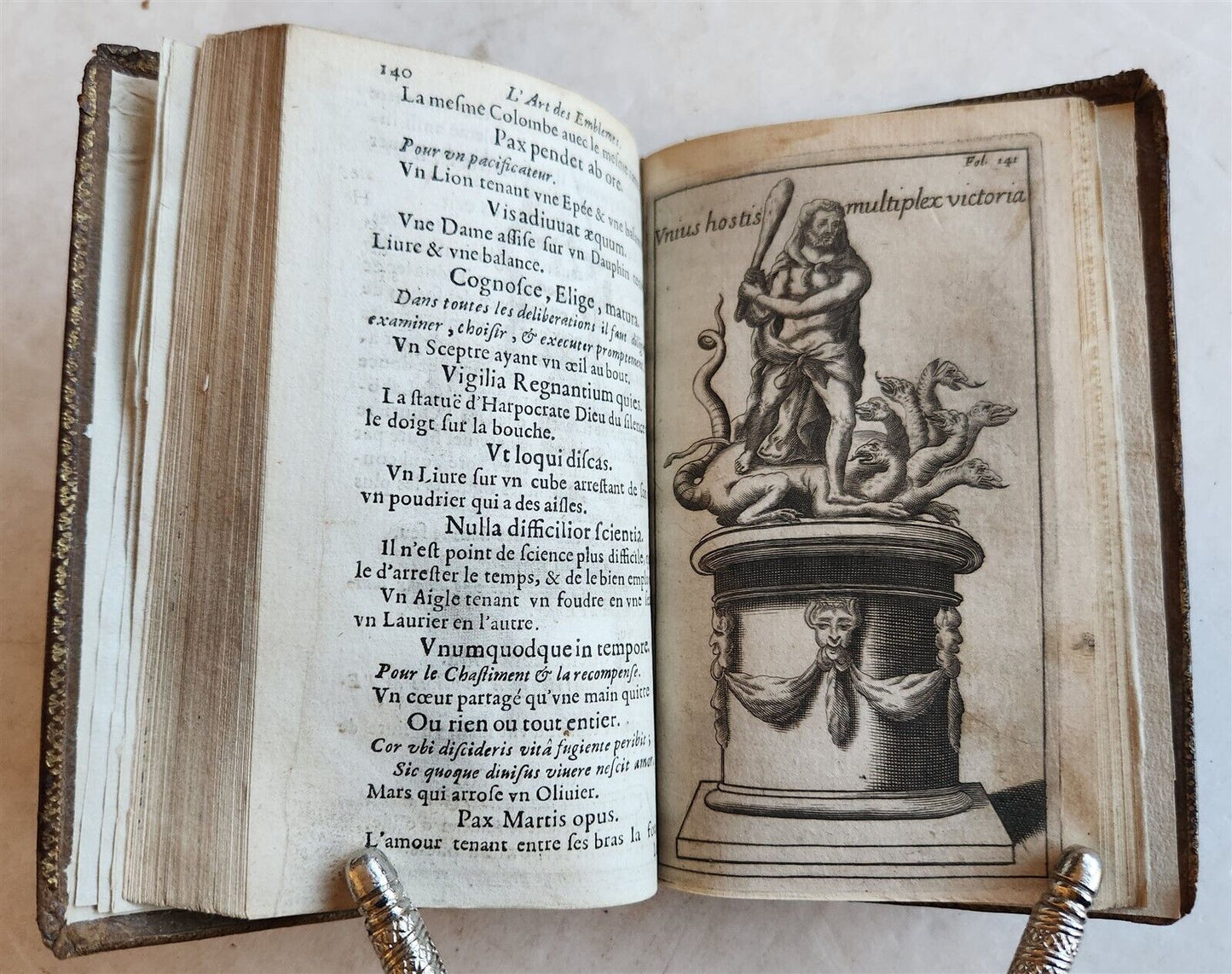 1662 ART OF EMBLEMS antique 17th CENTURY STUNNING BINDING illustrated