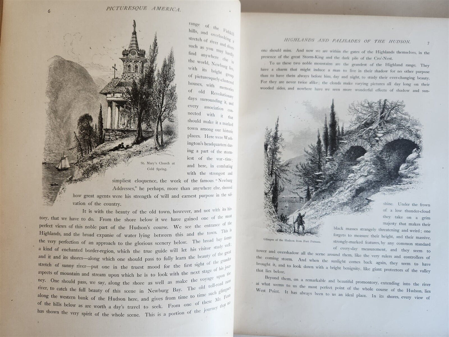 1874 PICTURESQUE AMERICA by WILLIAM BRYANT 2 FOLIO VOLUMES ILLUSTRATED antique