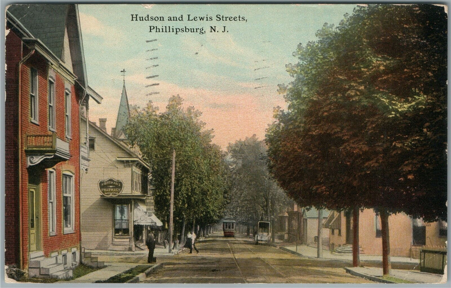 PHILLIPSBURG NJ HUDSON AND LEWIS STREET ANTIQUE POSTCARD