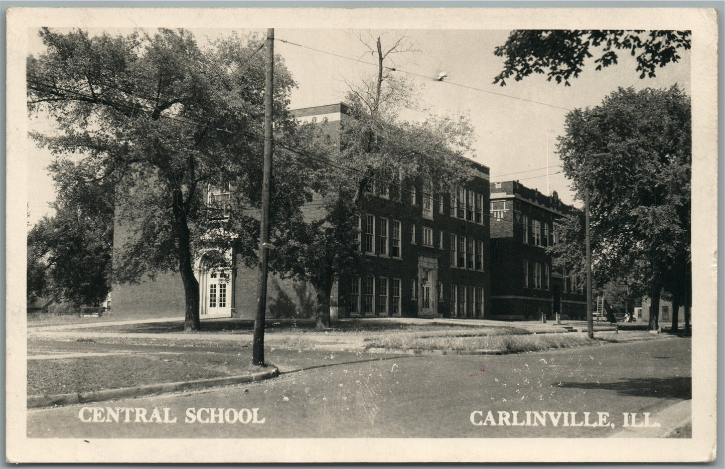 CARLINVILLE IL CENTRAL SCHOOL VINTAGE REAL PHOTO POSTCARD RPPC