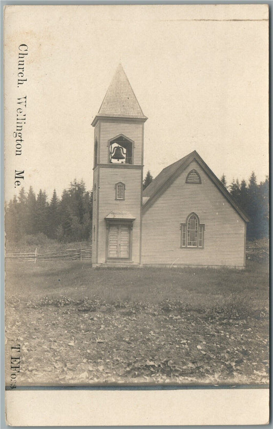 WELLINGTON ME CHURCH ANTIQUE REAL PHOTO POSTCARD RPPC