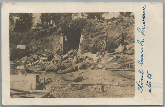 WWI ERA BATTLE FIELD w/ DEAD BODIES ANTIQUE REAL PHOTO POSTCARD RPPC