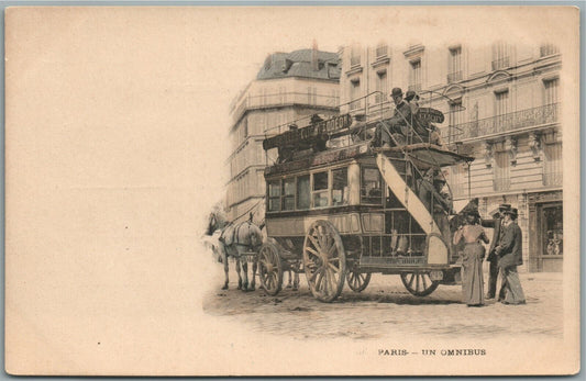 OMNIBUS in PARIS ANTIQUE POSTCARD