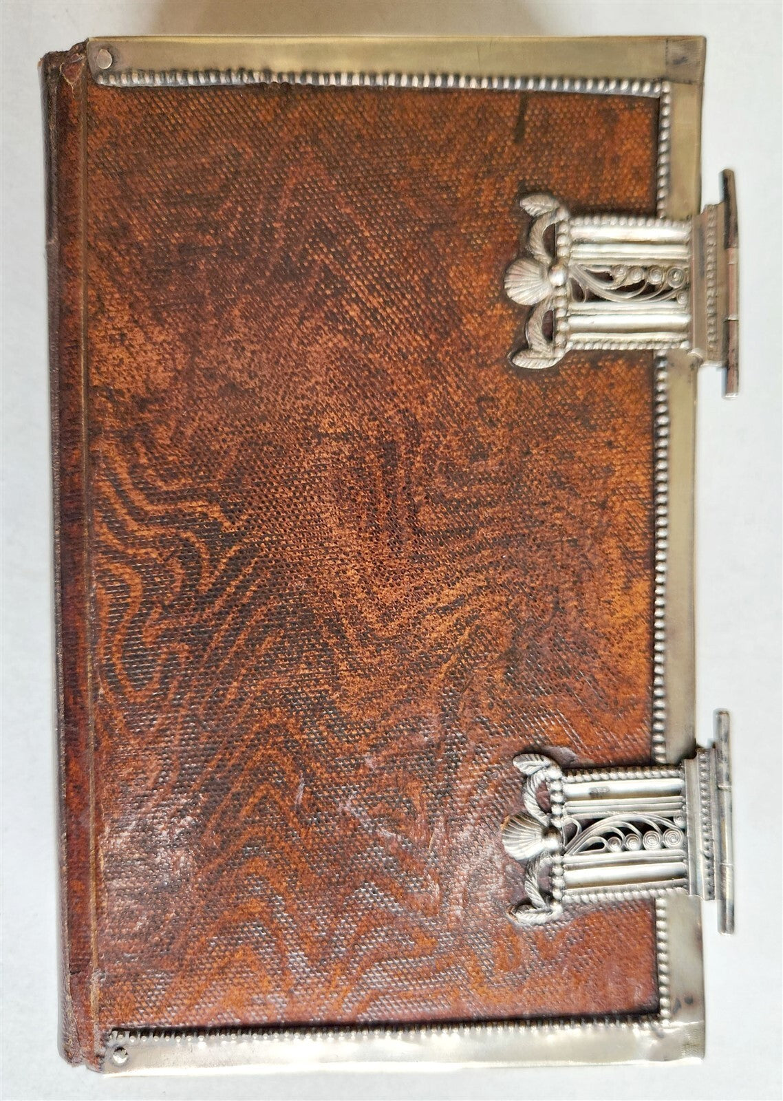 1843 DUTCH CHURCH BOOK antique w/ SILVER EDGES & CLASPS