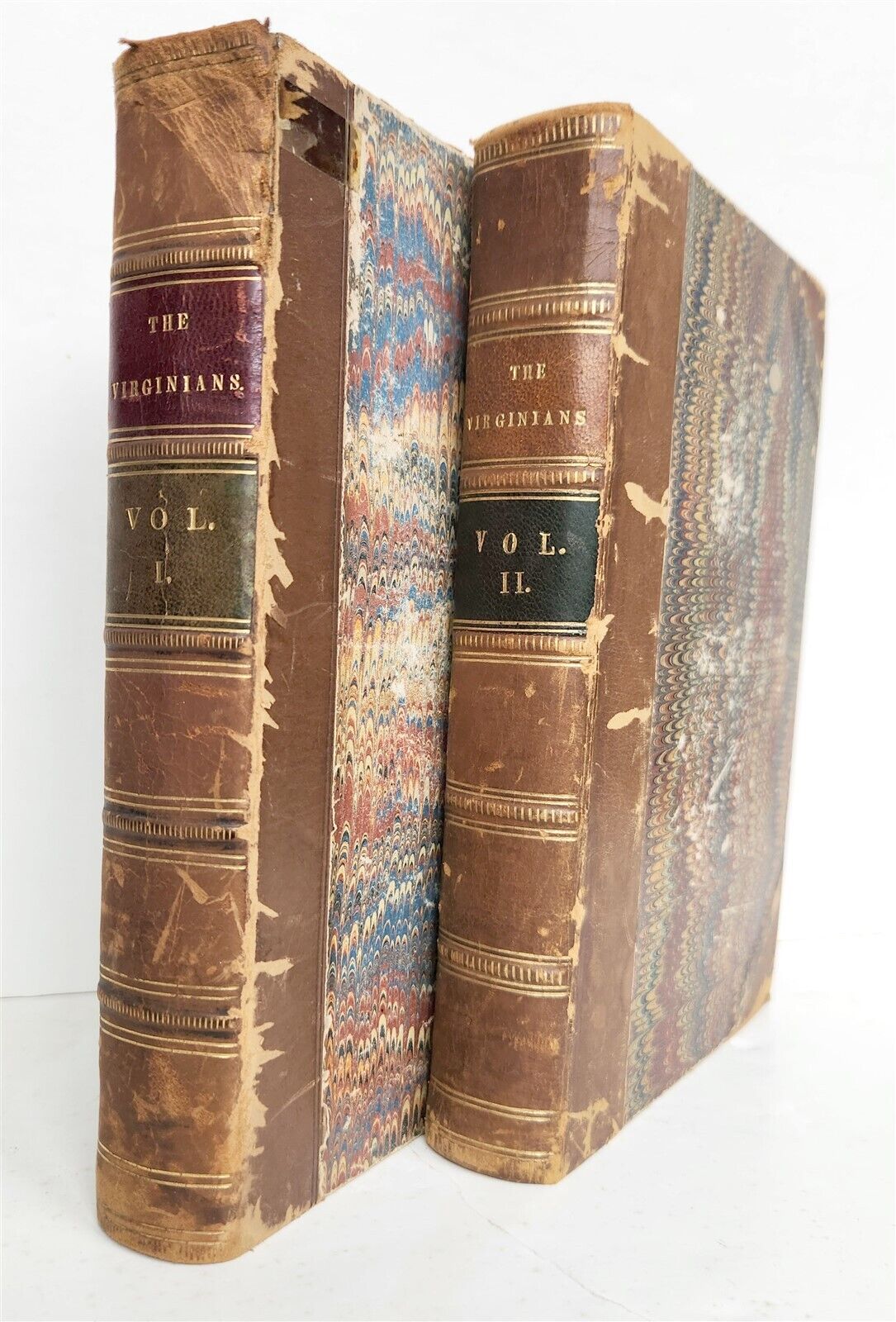 1858 THE VIRGINIANS by THACKERAY 2 VOLUMES antique Americana ILLUSTRATED