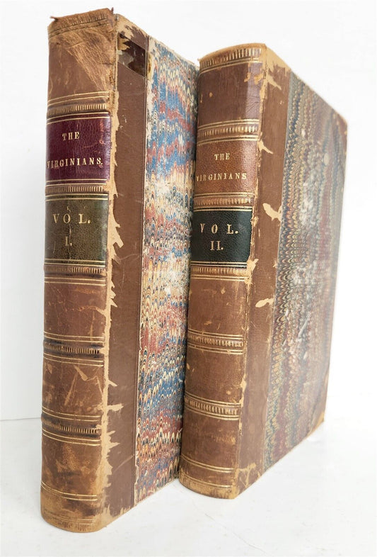 1858 THE VIRGINIANS by THACKERAY 2 VOLUMES antique Americana ILLUSTRATED