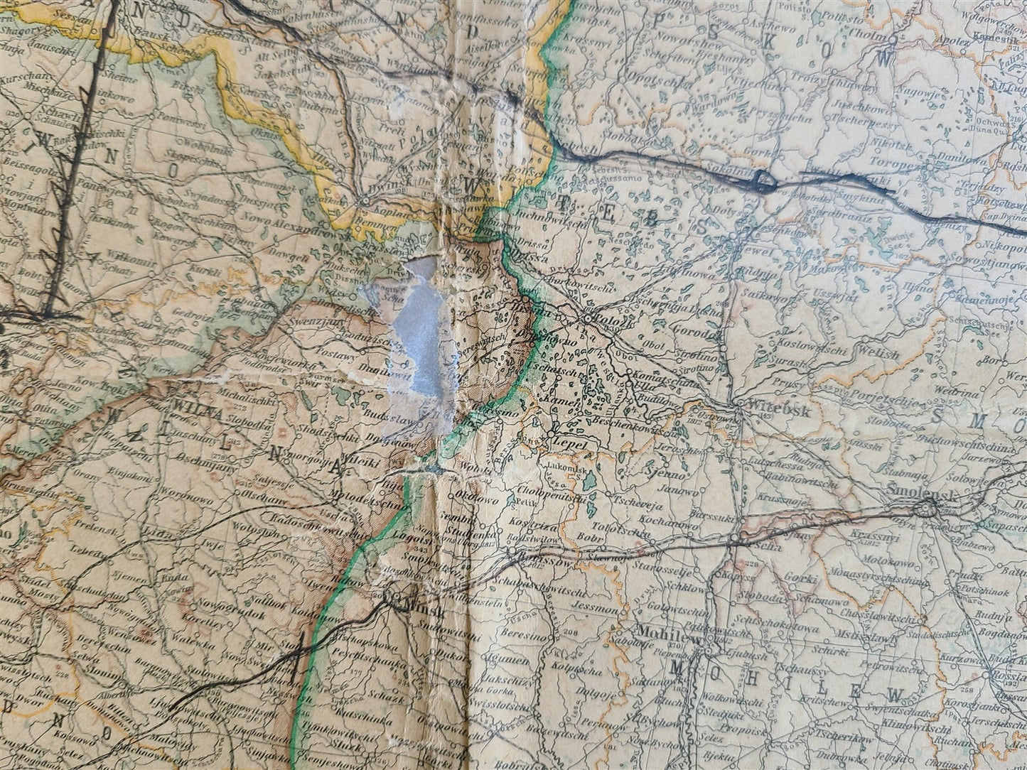 1912 GERMAN MAP of RUSSIA ANTIQUE size 16 by 35" ORIGINAL pre-WWI