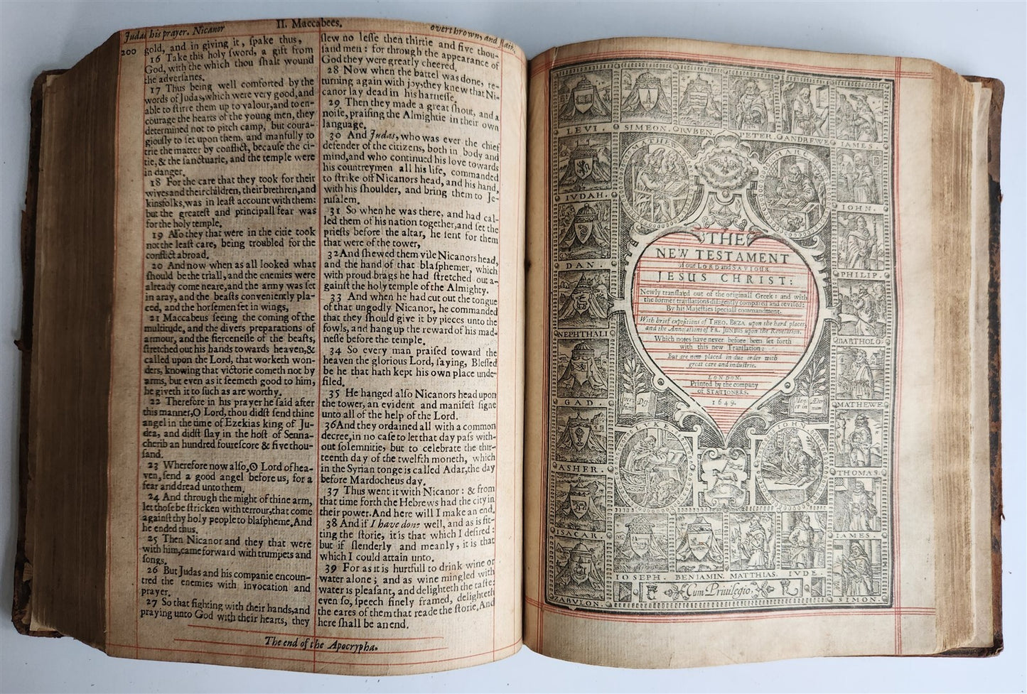 1649 BIBLE in ENGLISH OLD & NEW TESTAMENT antique London Company of Stationers