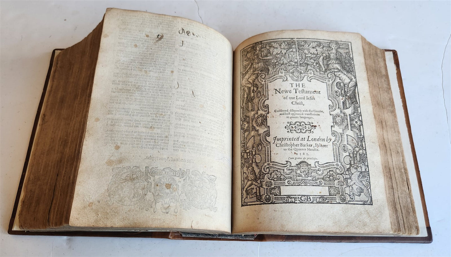 1585 GENEVA BIBLE in ENGLISH antique Old & New Testament 16th CENTURY C. BARKER