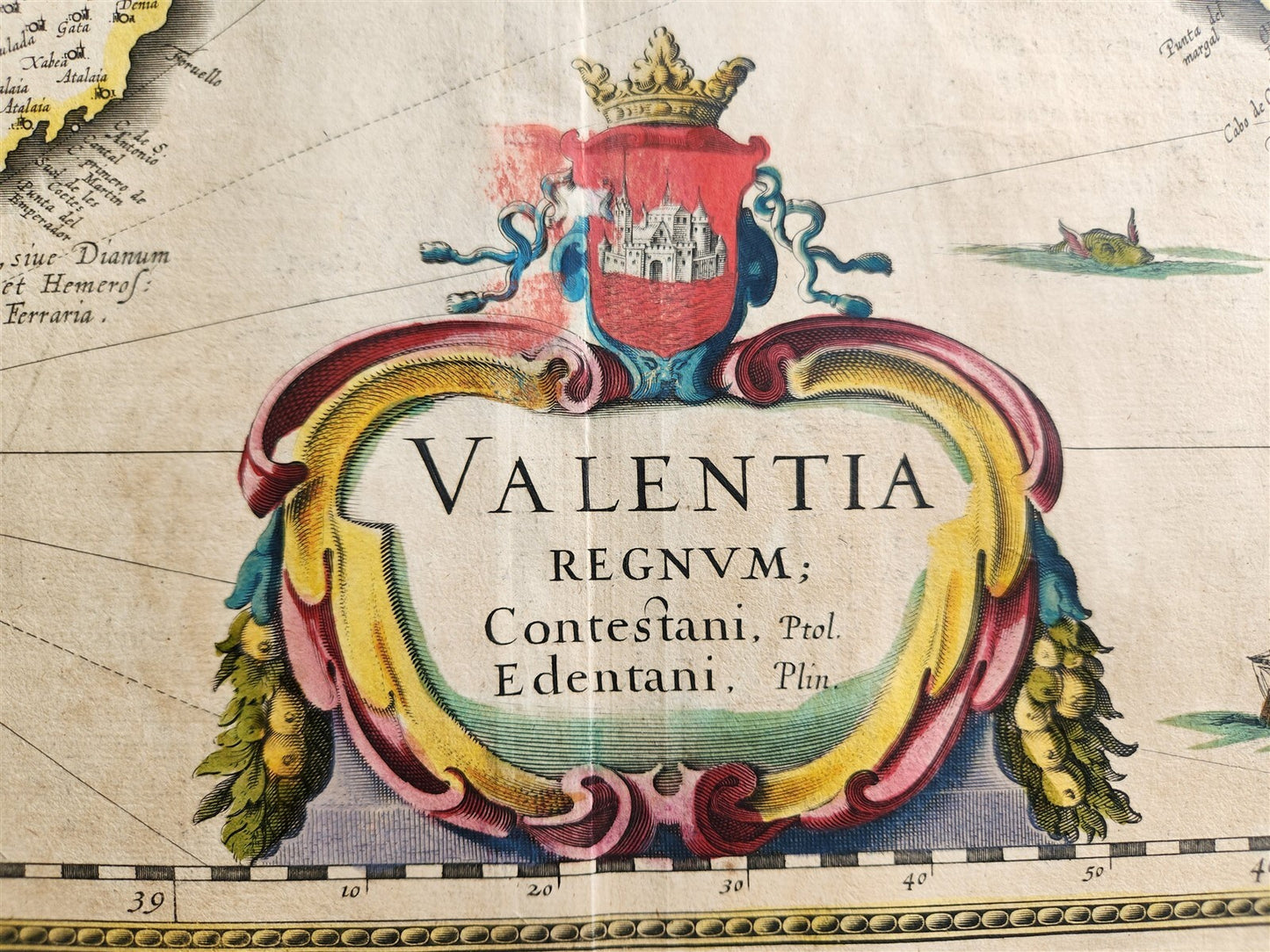 1640 MAP of VALENTIA SPAIN by WILLEM BLAEU antique AUTHENTIC hand colored